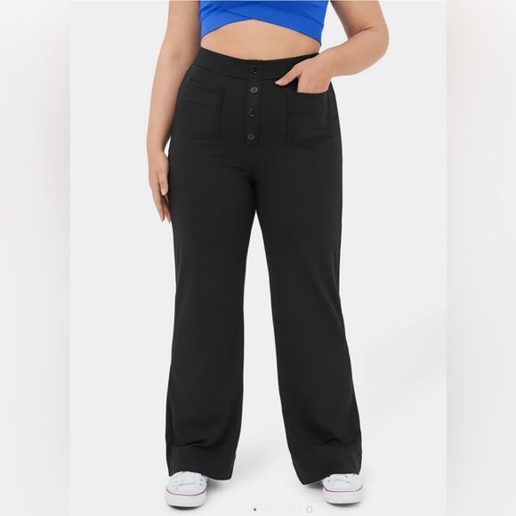 NWT Halara Women's High Waisted Button Multiple Pockets black Casual Pants P1 - Picture 1 of 6